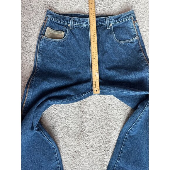 Vtg Guess USA Jeans Mens Size 34 x 33 Cotton w/ Leather Trim Piping - Picture 8 of 16